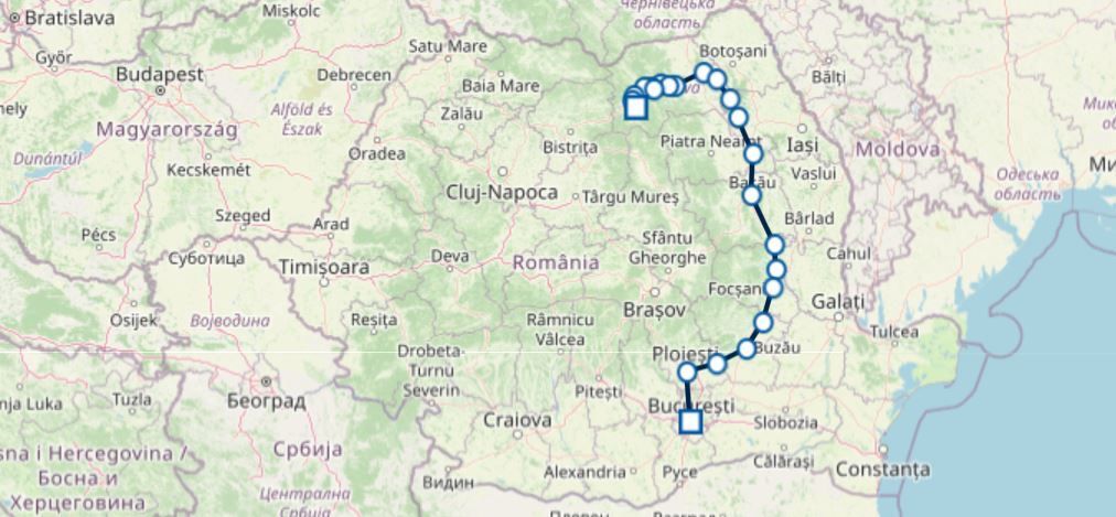 Nachtzüge IRN 1653 und IRN 1654 zwischen Bukarest und Vatra Dornei über Suceava der CFR
